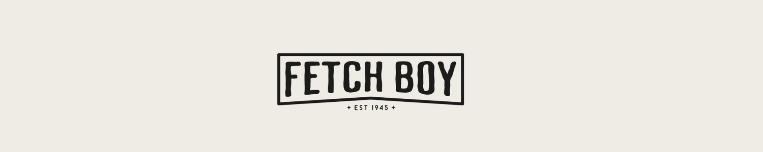 Fetch Boy Co. Fetch Boy Dog Toys Established 1945 Logo.