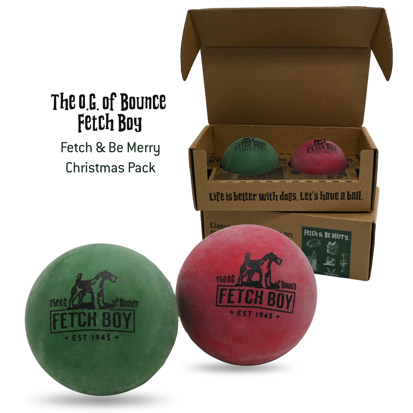 The O.G. of Bounce Fetch Boy Christmas Dog Ball Holiday 2-Pack