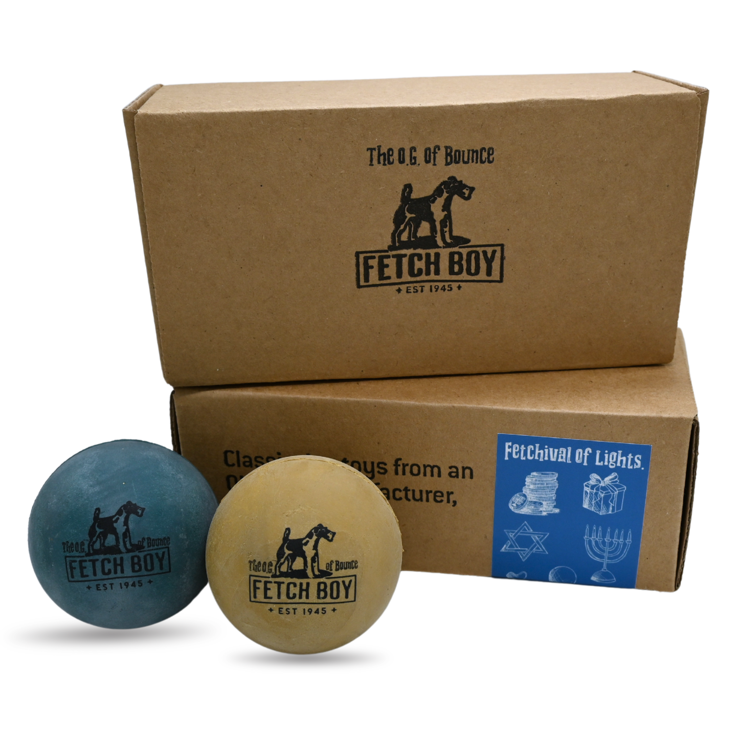 The O.G. Of Bounce Fetch Boy Hanukkah Rubber Dog Ball 2-Pack