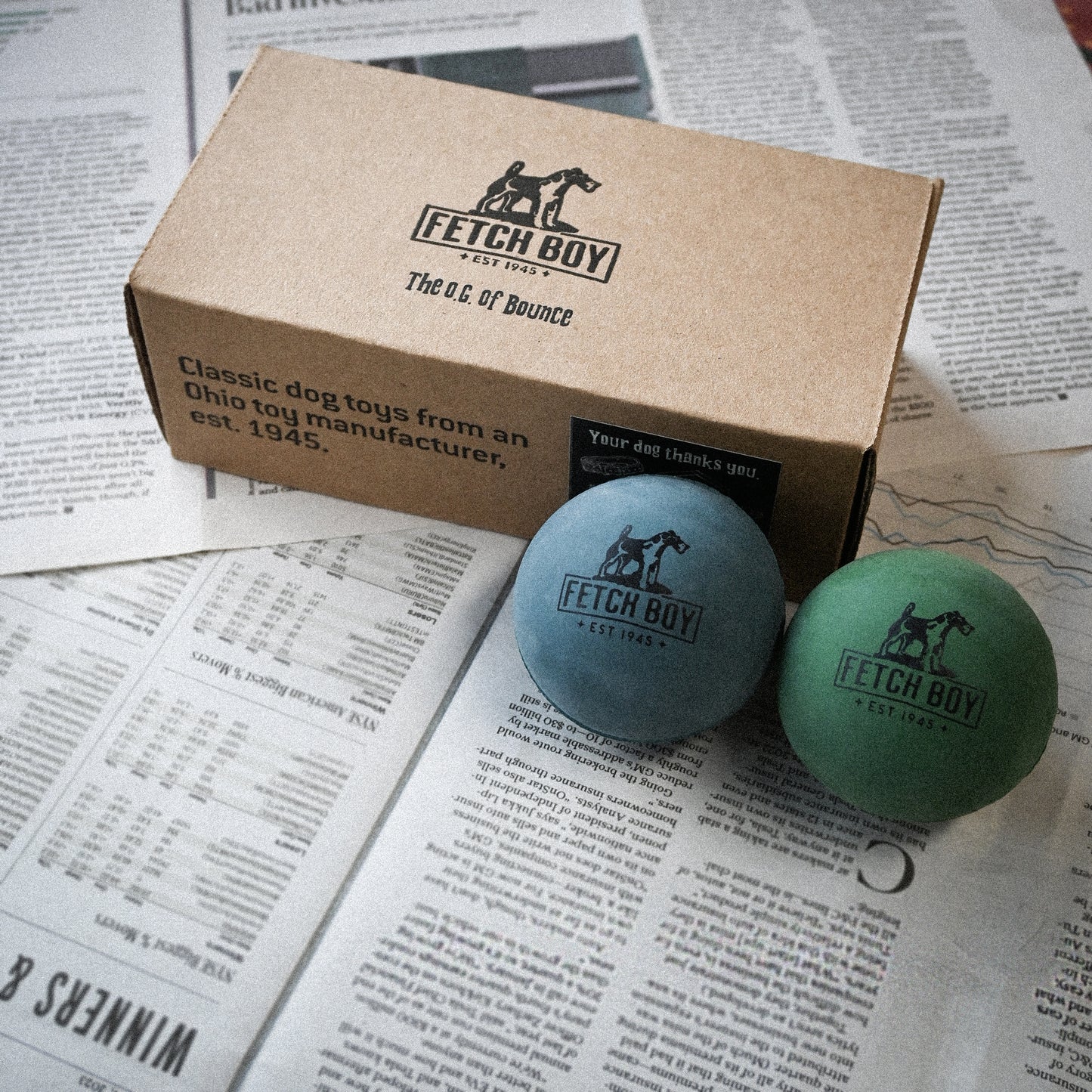 The O.G. Of Bounce Fetch Boy Rubber Dog Toy Ball, Made in USA, 2.5 inches, 2 Pack