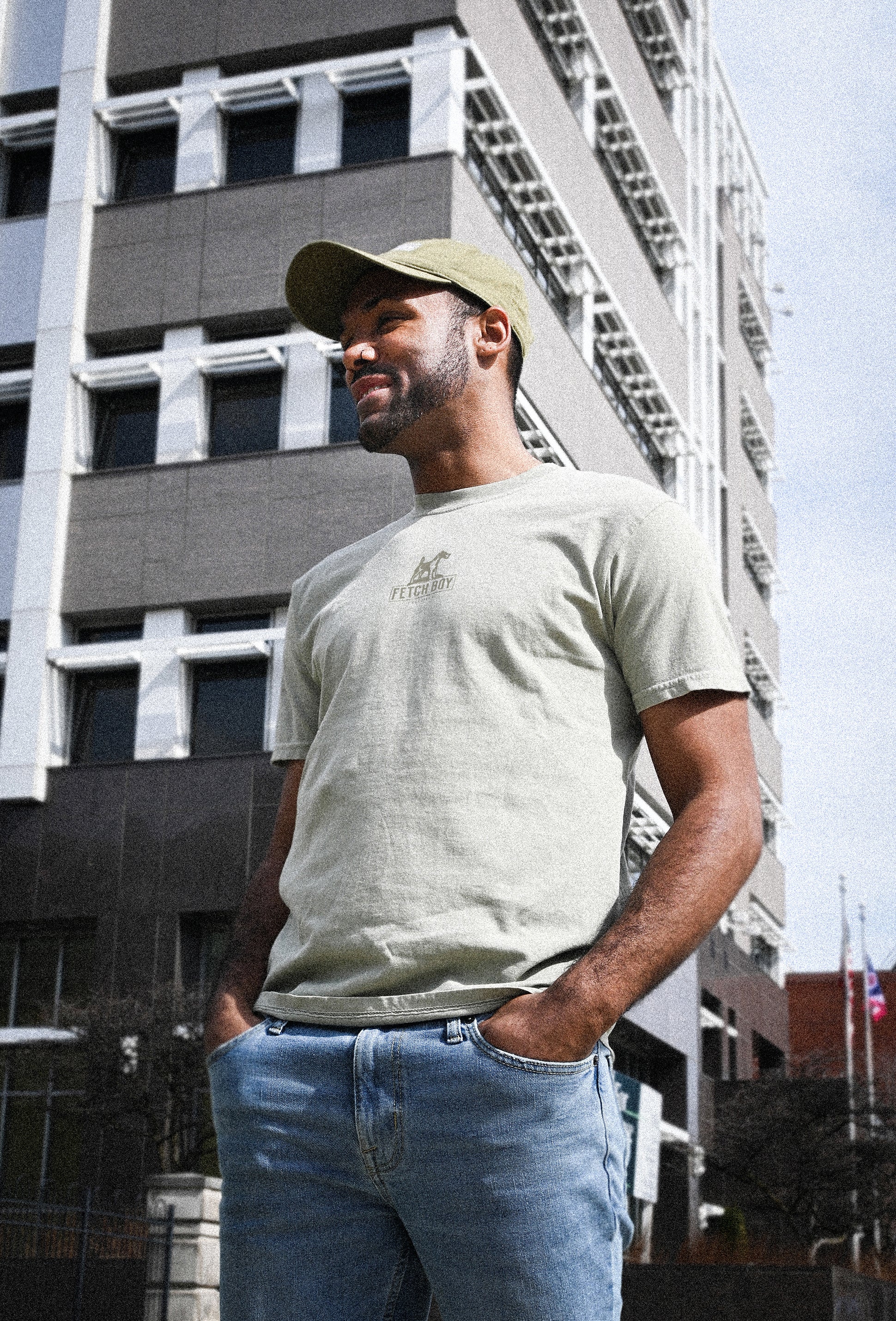 Fetch Boy Weekend Dad Hat Vintage Style in Olive Green.